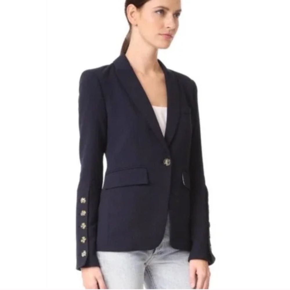 Veronica Beard Cutaway Dickey Navy Blue Steele Jacket Blazer Size 8